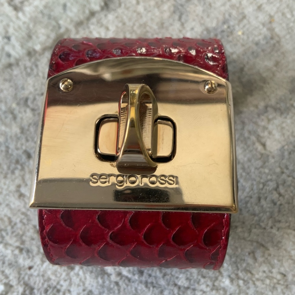 Sergio Rossi, Authentic Red Python Cuff. - image 1